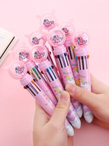 1pc Cute Unicorn Multicolor Ten-color Ballpoint Pen Cartoon Multicolor Ballpoint Pen 0.5mm Refill - Pink - View 5