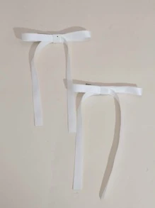 2pcs/Set Ballet Style Long Ribbon Bow Hair Clip, Women's Fashionable Cute Hair Accessory, Suitable For Any Occasions Valentine's Day Valentines,Hair Barrettes Hair Clips Hair Claws, School Stuff, Elegant, College, Winter Outfit For Women, Bows, Hair Accessories - White - View 4