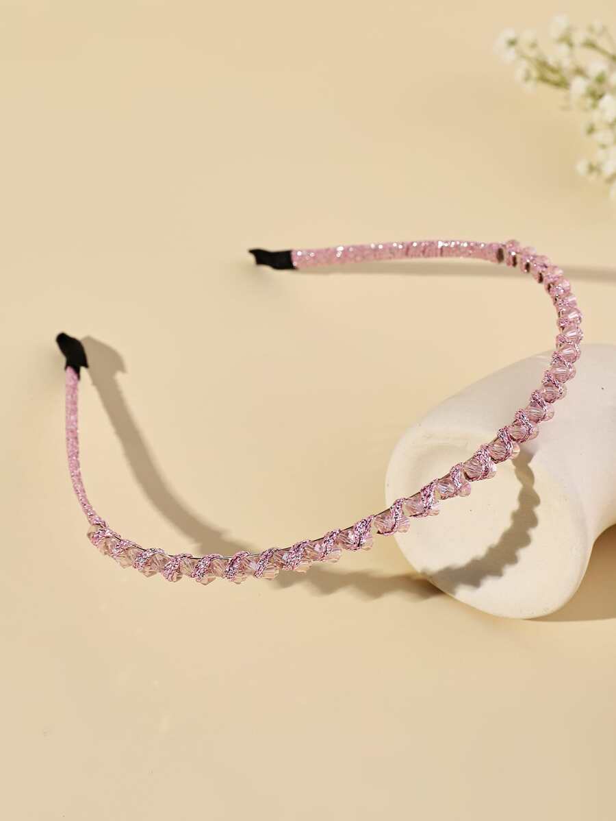 水鑽裝飾髮箍 - 粉色 - 查看 1