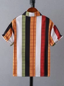 Boys Block Striped Print Shirt Without Tee - Multicolor - View 2