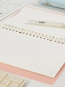 1 件裝霧面 Pp 封面軟殼活頁內襯筆記本適合學生和商務會議 - 白色 - 查看 3