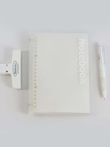 1 件裝霧面 Pp 封面軟殼活頁內襯筆記本適合學生和商務會議 - 白色 - 查看 1