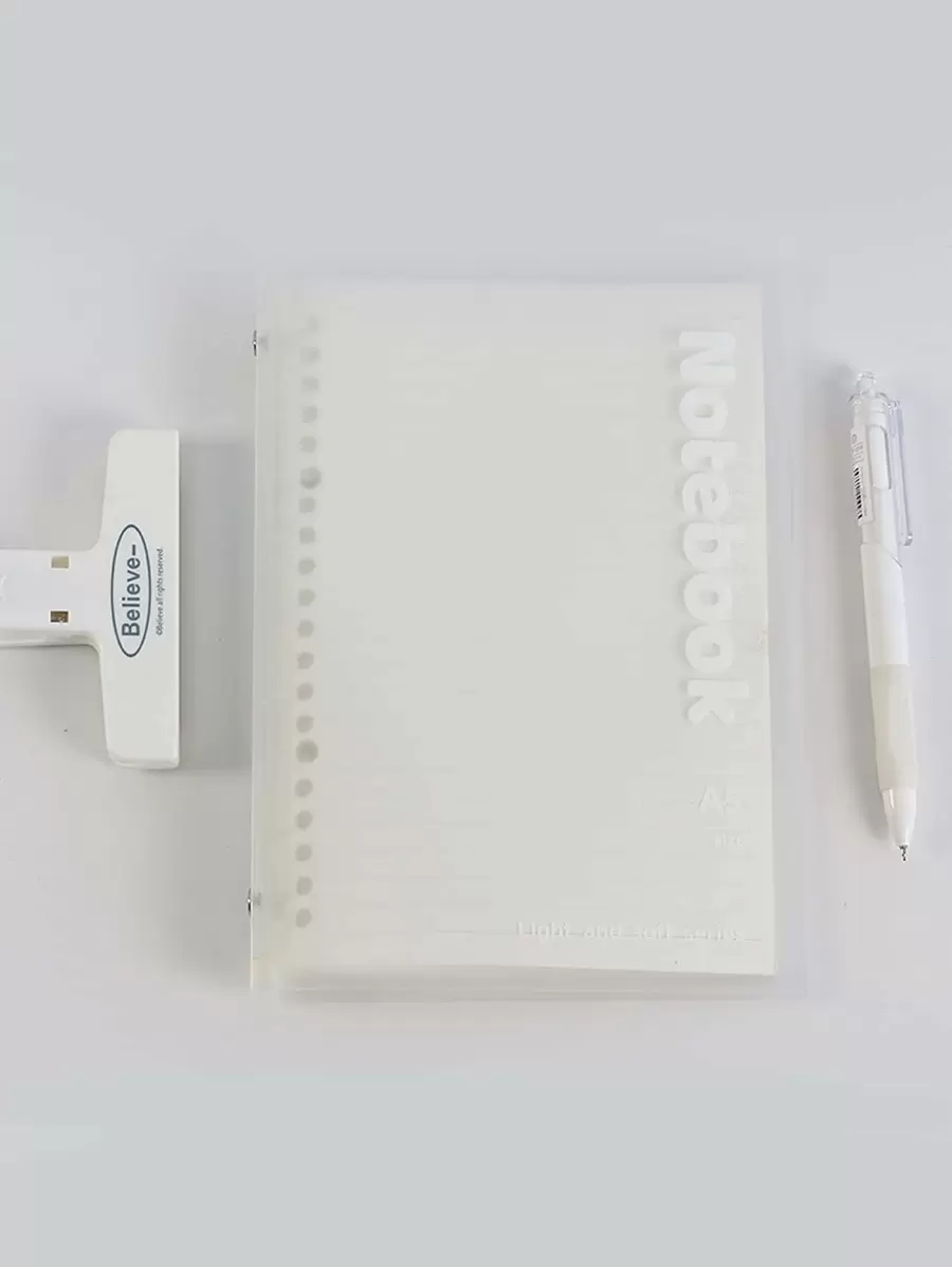 1 件裝霧面 Pp 封面軟殼活頁內襯筆記本適合學生和商務會議 - 白色 - 查看 1