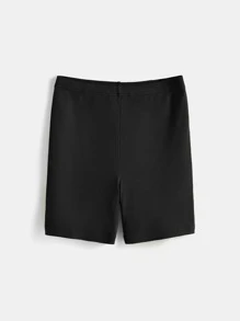 SHEIN BASICS Cotton Solid Crop Tank Top & Cycling Shorts - Black - View 6