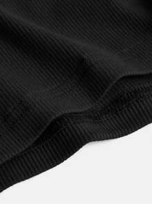 SHEIN BASICS Cotton Solid Crop Tank Top & Cycling Shorts - Black - View 9