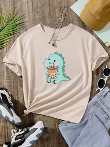 Camiseta Gráfica Para Niñas En Edad Intermedia - Caqui - Ver 1