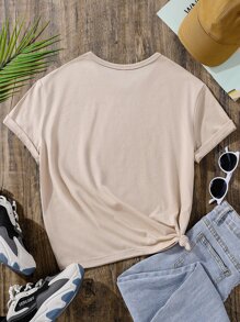 Camiseta Gráfica Para Niñas En Edad Intermedia - Caqui - Ver 2