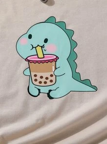 Camiseta Gráfica Para Niñas En Edad Intermedia - Caqui - Ver 4