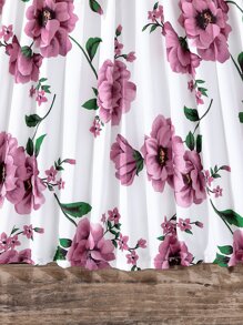 SHEIN Đầm Gái Xếp li Hoa Boho - trắng - Xem 3