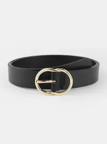 Oval Buckle Belt - Black - View 1