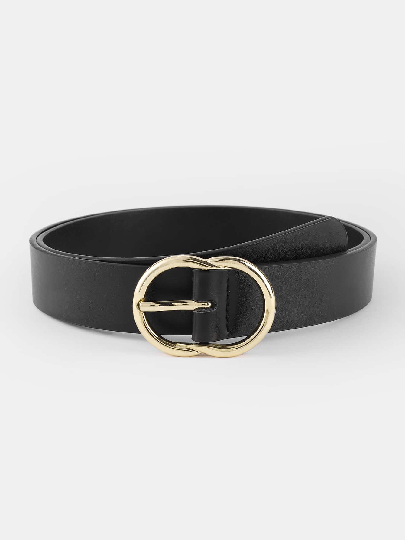 Oval Buckle Belt - Black - View 1