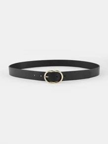 Oval Buckle Belt - Black - View 3