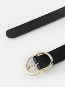 Oval Buckle Belt - Black - View 4