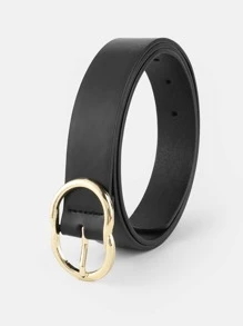 Oval Buckle Belt - Black - View 5