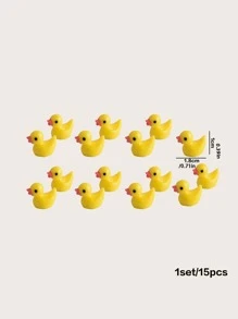 15pcs/Set Mini Duck Decoration, Cute Decorative Object For Home Decor Best Gifts Birthday - Yellow - View 3