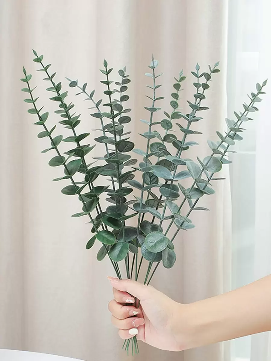 5入組/套塑料人造桉樹葉派對用假植物 - 綠色 - 查看 1