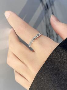 Flyleaf 1 Piece Simple Style S925 Sterling Silver Stress Relief Anxiety Adjustable Ring Matte Beads Open Rings For Women Men Fine Jewelry Suitable For Daily Commuting Wear - Silver - View 5