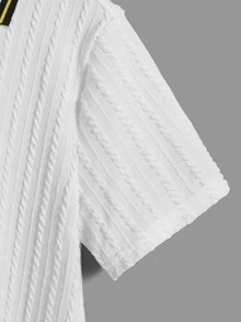 SHEIN 男孩條紋飾邊POLO衫