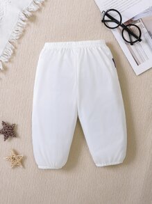 Bebé Pantalones deportivos con estampado de dibujos animados y letra - Blanco - Ver 2