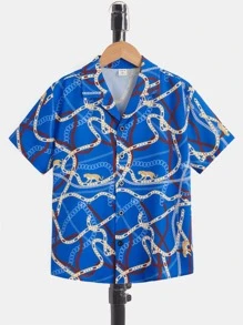SHEIN Boys Chain Print Shirt - Multicolor - View 1
