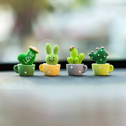 4 件装汽车内饰仪表板装饰盆栽艺术装饰最佳礼物