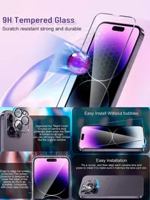 3 Miếng Dán Cường Lực & 3 Miếng Dán Ống Kính Tương Thích Với iPhone 15/15Pro/15Plus/15Promax - Trong sáng - Xem 8