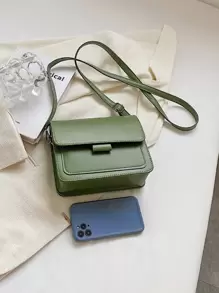 Mini Minimalist Flap Square Bag - Green - View 7