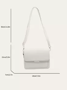 輕便商務休閒迷你簡約翻蓋方形包適合青少年女孩女大學生、菜鳥和白領，非常適合辦公室、大學、工作、商務、通勤、戶外、旅行、郊遊 - 白色 - 查看 3