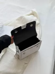 輕便商務休閒迷你簡約翻蓋方形包適合青少年女孩女大學生、菜鳥和白領，非常適合辦公室、大學、工作、商務、通勤、戶外、旅行、郊遊 - 白色 - 查看 4