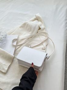 輕便商務休閒迷你簡約翻蓋方形包適合青少年女孩女大學生、菜鳥和白領，非常適合辦公室、大學、工作、商務、通勤、戶外、旅行、郊遊 - 白色 - 查看 6