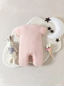 SHEIN Baby Moon & Cartoon Graphic Footed Sleep Jumpsuit - Pink - View 2