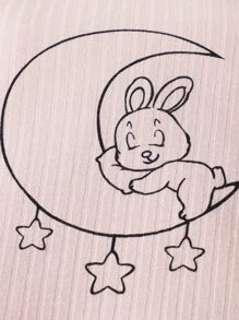 SHEIN Baby Moon & Cartoon Graphic Footed Sleep Jumpsuit - Pink - View 3