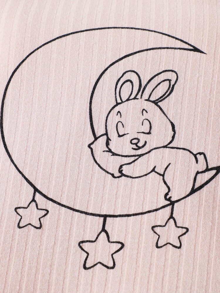 SHEIN Đồ ngủ Đứa bé Nút Hoạt hình - Hồng - Xem 3