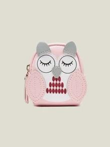 Cute Key Bag Owl Coin Purse Mini School Bag Car Key Chain Pendant Lady Wallet PU Coin Purses Coin Purse Keychain - Pink - View 1