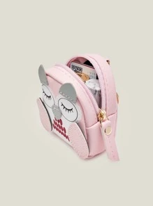 Cute Key Bag Owl Coin Purse Mini School Bag Car Key Chain Pendant Lady Wallet PU Coin Purses Coin Purse Keychain - Pink - View 5