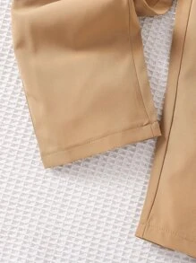 SHEIN Young Girl Color Block Elegant Urban & Resort Style Romper With Ruffle Hem And Mandarin Collar For Summer - Multicolor - View 4