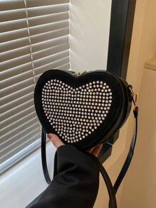 Bolsa creativa con diseño de diamante de imitación con diseño de corazón - Multicolor - Ver 1