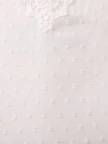 SHEIN 女小童白色素色休閒,簡約風和多用途襯衫帶A圓形翻領適合夏天 - 白色 - 查看 6