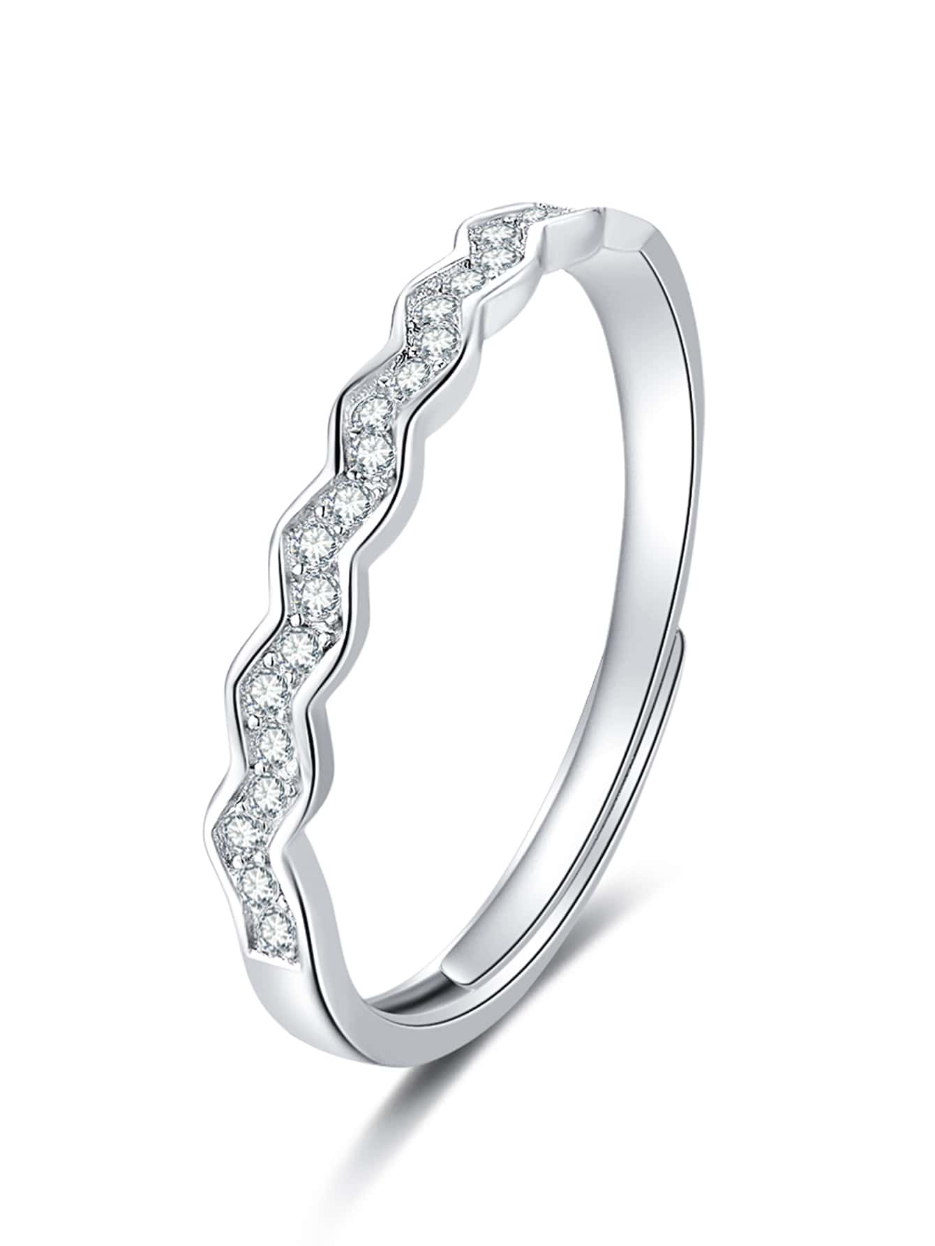 Cubic Zirconia Decor Silver Ring - Silver - View 1