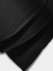 ROMWE MEN 男士標語圖案T恤 - 黑色 - 查看 5