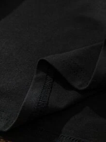 ROMWE MEN 男士標語圖案T恤 - 黑色 - 查看 4