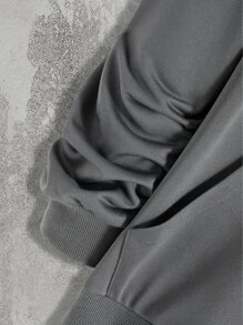 Manfinity Men Letter Graphic Two Tone Kangaroo Pocket Drawstring Hoodie - Multicolor - View 5