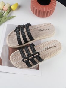 vacación Chanclas para con diseño trenzado con multitira Chanclas - Negro - Ver 1