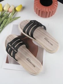 vacación Chanclas para con diseño trenzado con multitira Chanclas - Negro - Ver 3