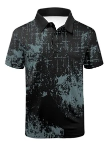 男士圖案印花POLO衫 - 彩色 - 查看 1