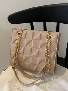 Túi vai Thùa khuyết Hình học Chuỗi Thanh lịch - Màu Khaki - Xem 2