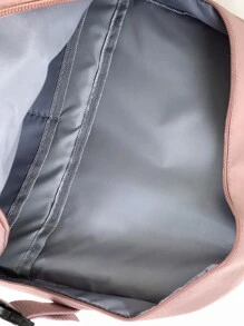 Release Buckle Decor Classic Backpack Letter Patch Fashion Backpack School Bag For Graduate, Teen Girls, Freshman, Sophomore, Junior & Senior In College, University & High School, Perfect For Outdoors ,Travel & Back To School - Pink - View 5