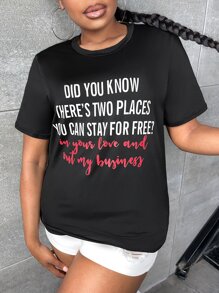 Slaydiva 大碼標語圖案T恤 - 黑色 - 查看 1