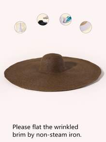 1個女性新款70cm特寬邊沿遮陽帽,可摺疊適用於海灘攝影及遮陽度假 - 咖啡棕 - 查看 4