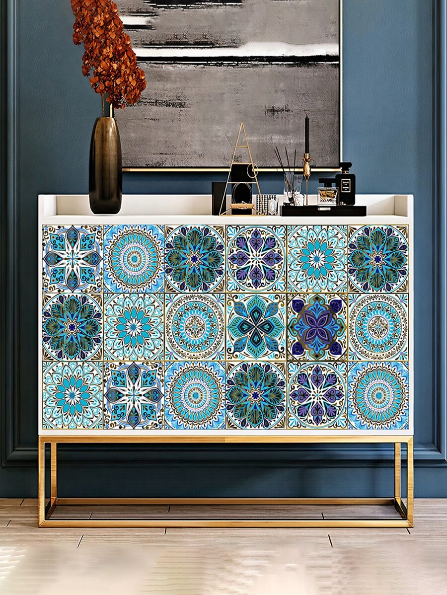 10pcs Mandala Pattern Wall Tile Paper, Peel And Stick Tile For Home Decor, Renovation Stickers Peel Wall Panels, Wall Paper, Wallpapers, Spring Decoration Items Refresh Your Home, Rama Decoration Stickers - Multicolor - View 1